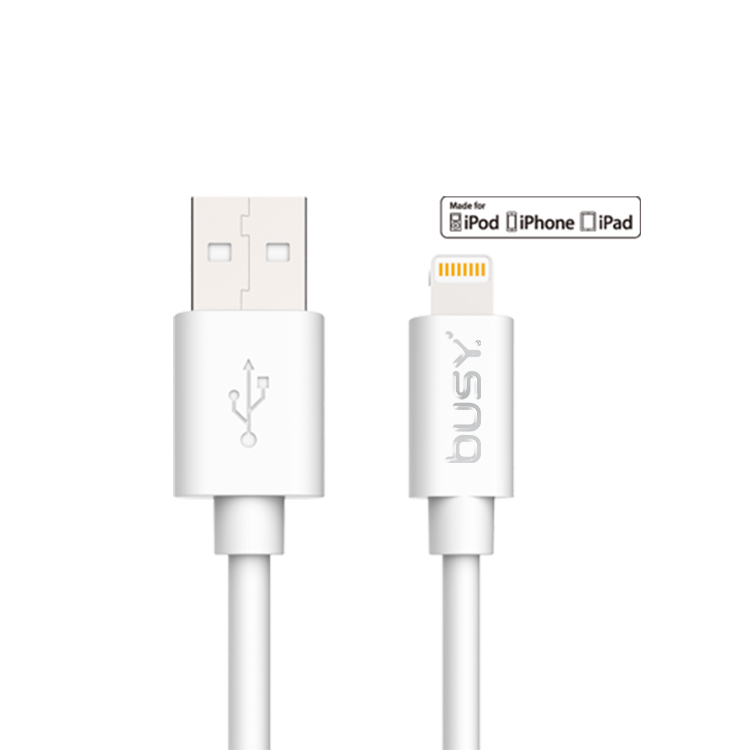 Busy® MFI Certified  Lightning USB PVC Cable 1m (Charging rate 2.4A)- 50692
