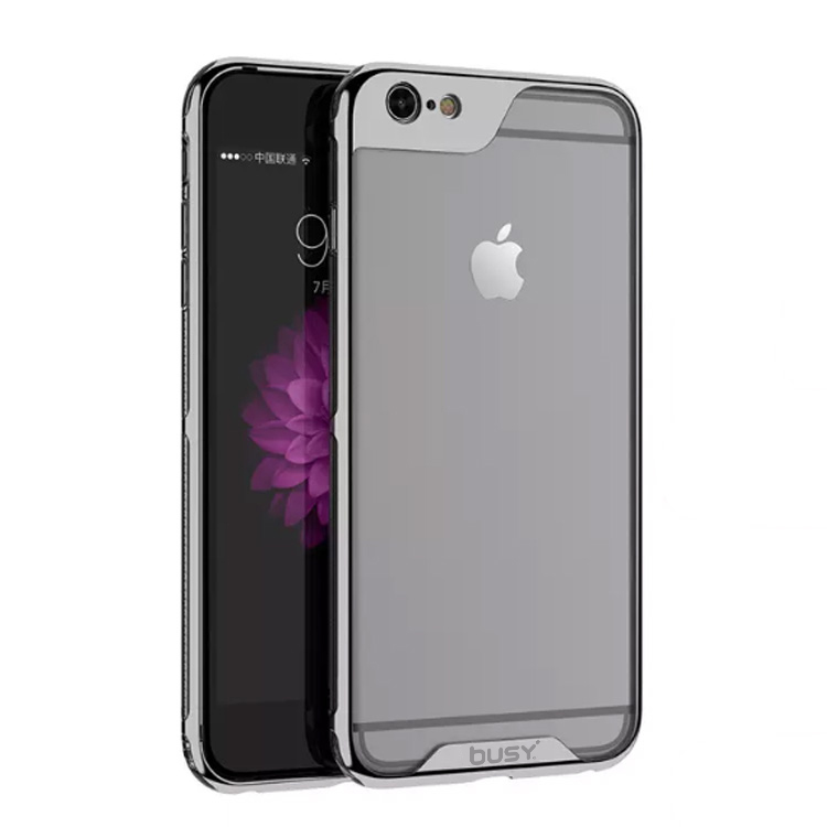 iPhone 6 Electroplate PC frame+TPU Back Cover - Black
