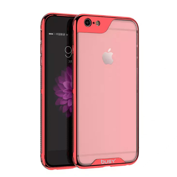 iPhone 6 Electroplate PC frame+TPU Back Cover - Red