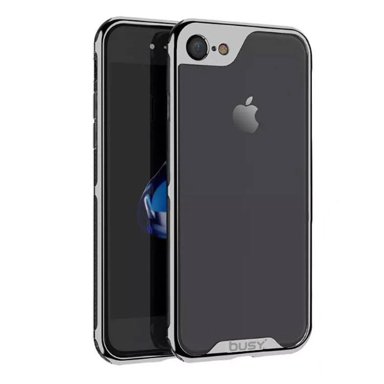 iPhone 7/8 Electroplate PC frame+TPU Back Cover - Black