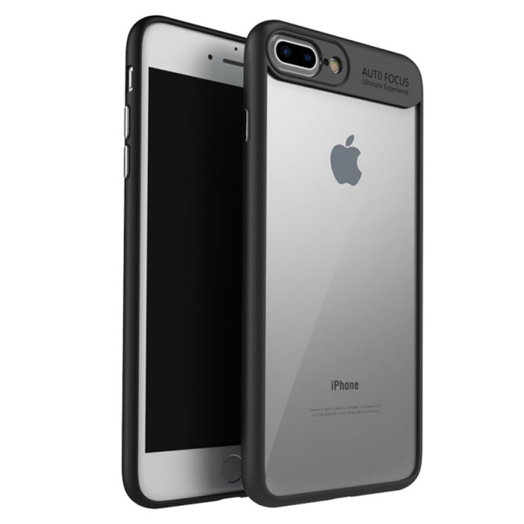 iPhone 7/8 Plus TPU Frame + Transparent PC Case - Black