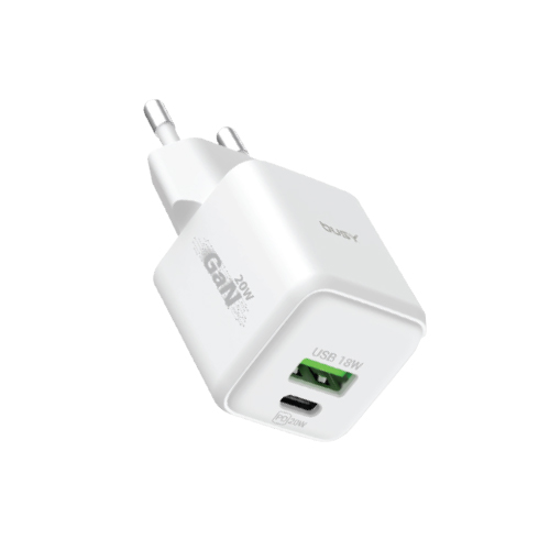 GAN Dual Wall Charger 20W PD Type-C and USB