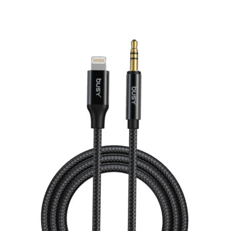 Busy® Aux cable 1.2m silver (jack to lightning)-051068
